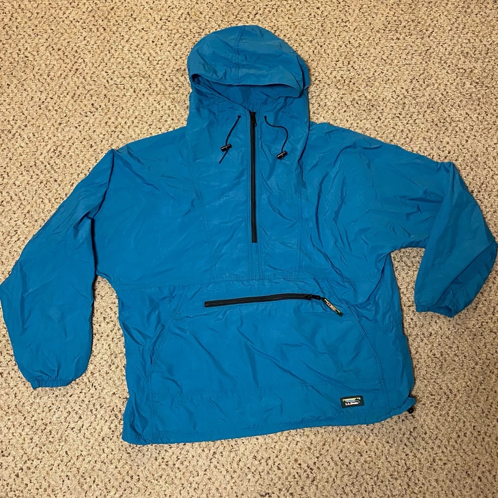 Vintage LL Bean Pullover Anorak Windbreaker Jacket Men's Size Large Teal XL